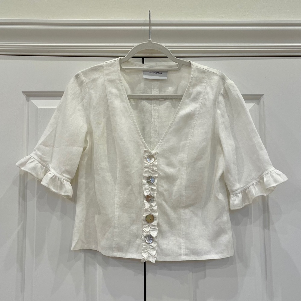 The Wolf Gang Linen Blouse with Pearl Buttons